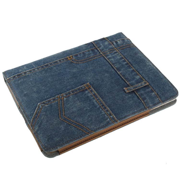 Jeans Styles Leather Case with 3-angle Holder for iPad 4
