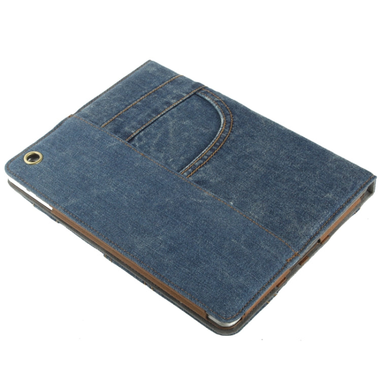 Jeans Styles Leather Case with 3-angle Holder for iPad 4