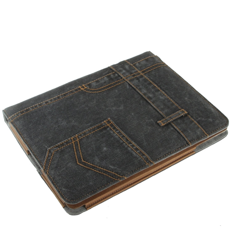Jeans Styles Leather Case with 3-angle Holder for iPad 4