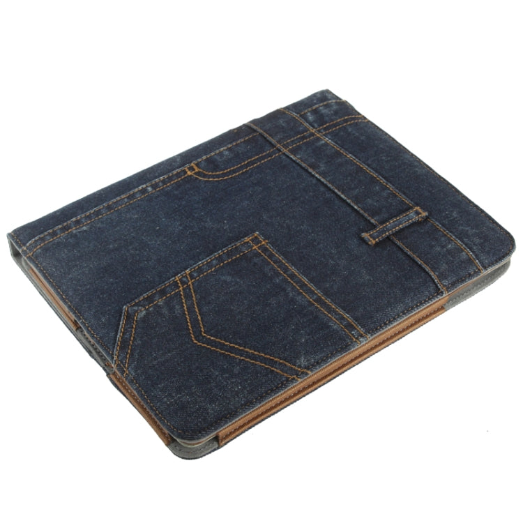 Jeans Styles Leather Case with 3-angle Holder for iPad 4