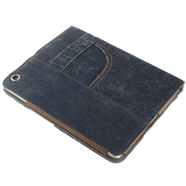 Jeans Styles Leather Case with 3-angle Holder for iPad 4