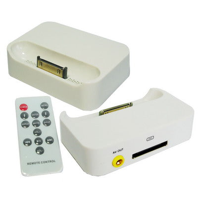 4in 1 (charge, Audio output, Video output, Multi-functional remote control) Universal Dock for iPhone, iPod Nano, iPod Video,iPhone 3G(White)