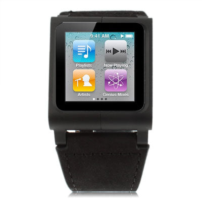 Frosted Leather Multi-touch Watch Band / Wrist Strap for iPod nano 6(Black)