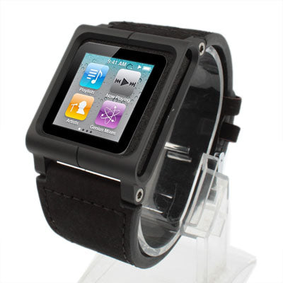 Frosted Leather Multi-touch Watch Band / Wrist Strap for iPod nano 6(Black)