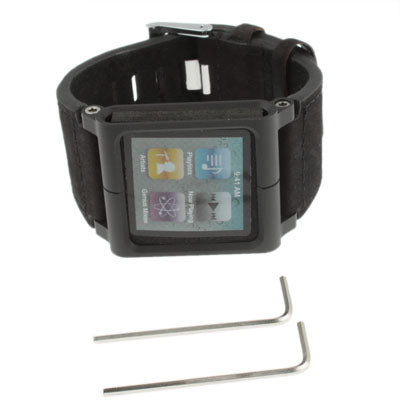 Frosted Leather Multi-touch Watch Band / Wrist Strap for iPod nano 6(Black)