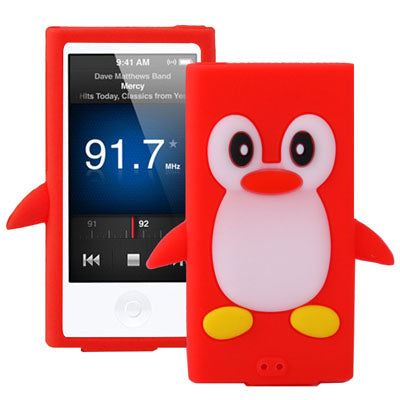 3D Penguin Shaped Silicon Protective Case for iPod nano 7 (Red)