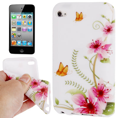Butterflies over Flowers Pattern TPU Case for iPod touch 4
