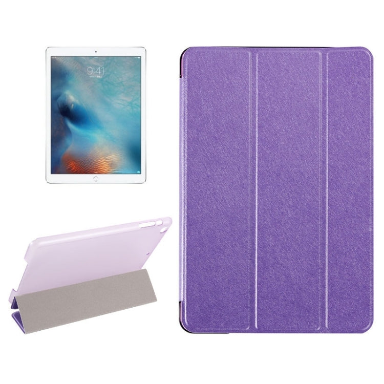 Silk Texture Horizontal Flip Leather Case with Three-Folding Holder & Wake-up / Sleep Function for iPad Pro
