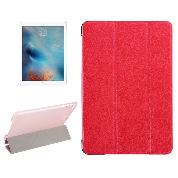 Silk Texture Horizontal Flip Leather Case with Three-Folding Holder & Wake-up / Sleep Function for iPad Pro