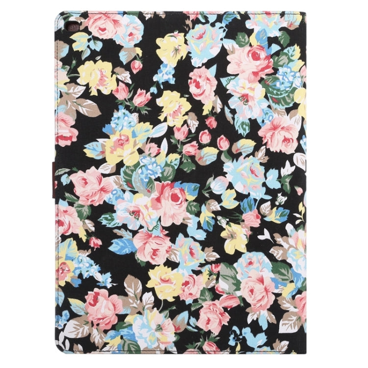 Flower Patterns Cloth Surface Horizontal Flip Leather Case with Wallet & Card Slots & Holder for iPad Pro 12.9 inch