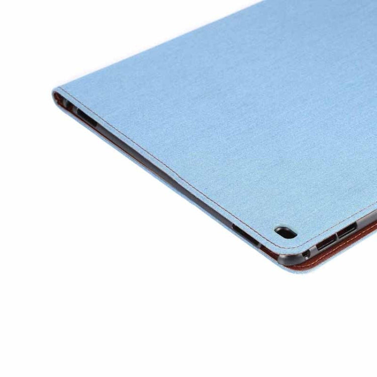 Denim Texture Horizontal Flip Solid Color Leather Case with Wallet & Card Slots & Holder for iPad Pro 12.9 inch(Blue)