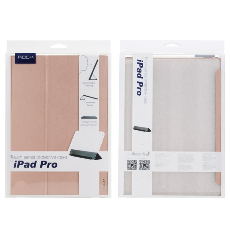 Rock Touch Series Fashionable Business Style Horizontal Flip Leather Case with Three-folding Holder and Intelligent Sleep / Wake-up Function for iPad Pro 12.9 inch