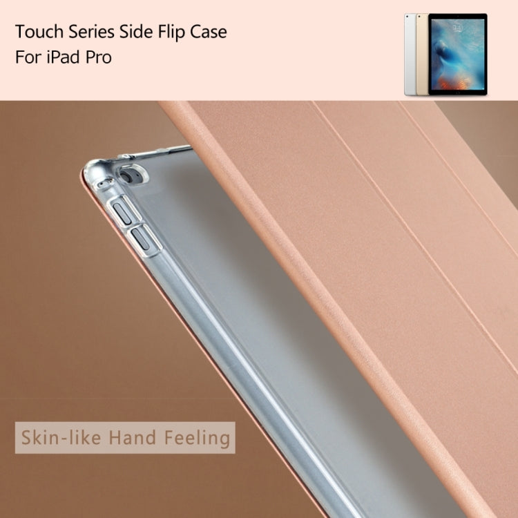 Rock Touch Series Fashionable Business Style Horizontal Flip Leather Case with Three-folding Holder and Intelligent Sleep / Wake-up Function for iPad Pro 12.9 inch