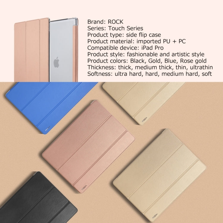 Rock Touch Series Fashionable Business Style Horizontal Flip Leather Case with Three-folding Holder and Intelligent Sleep / Wake-up Function for iPad Pro 12.9 inch