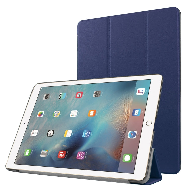 Custer Texture Horizontal Flip Solid Color Leather Case with Three-folding Holder & Sleep / Wake-up Function for iPad Pro 9.7 inch