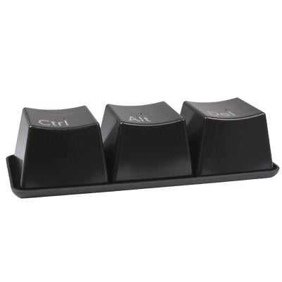 Black Imitative Cute Keyboard Key Style Ctrl + Alt + Del 3 Cups Mugs Set with Tray(Black)
