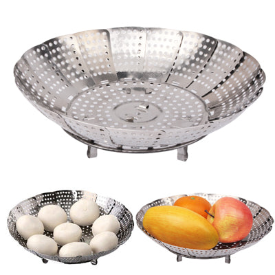 Multifunction Stainless Steel Folding Fruit Plate Fruit Dish / Steam Rack