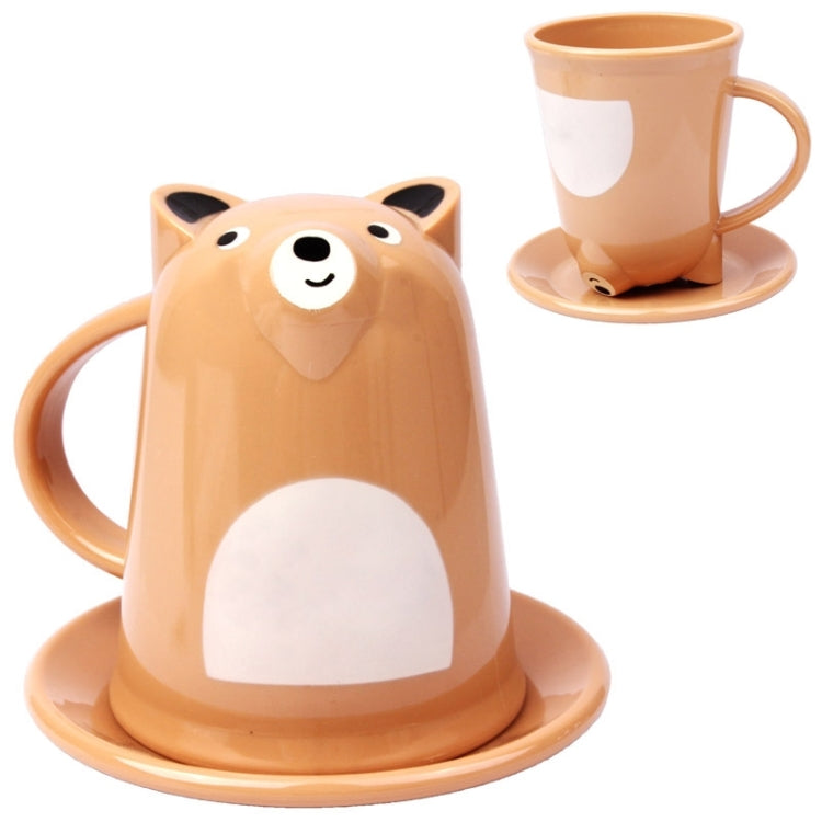 Cartoon Creative with Dish Coffee / Milk Cup, Capacity: 500ml  (Khaki)
