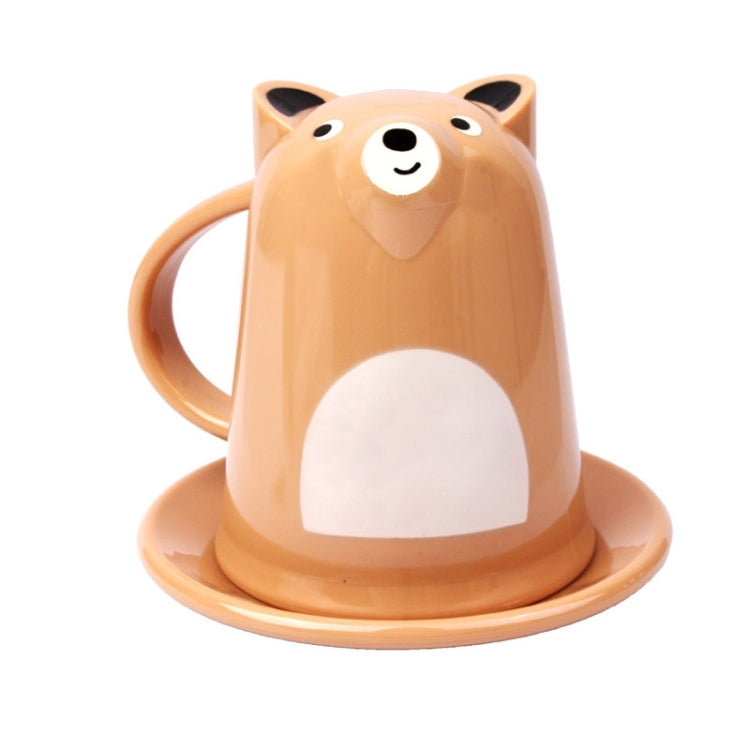 Cartoon Creative with Dish Coffee / Milk Cup, Capacity: 500ml  (Khaki)