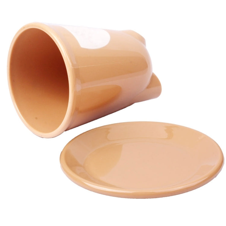 Cartoon Creative with Dish Coffee / Milk Cup, Capacity: 500ml  (Khaki)