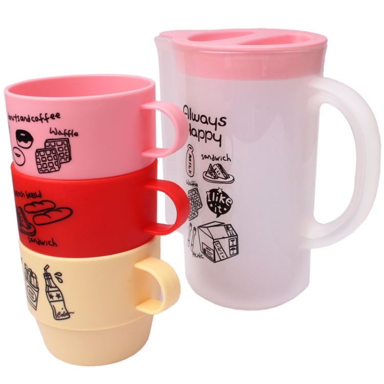 4 in 1 (3pcs Cups + Kettle) Creative Home Multi-colored Cups Set