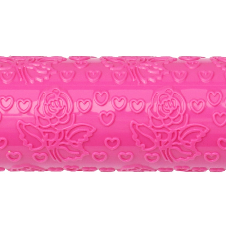 Patterned Fondant Rolling Pin / Flower Stick Rose Embossing Rolling Pin Stick Cake Cookie Mold Tool (Length: 40cm)(Magenta)