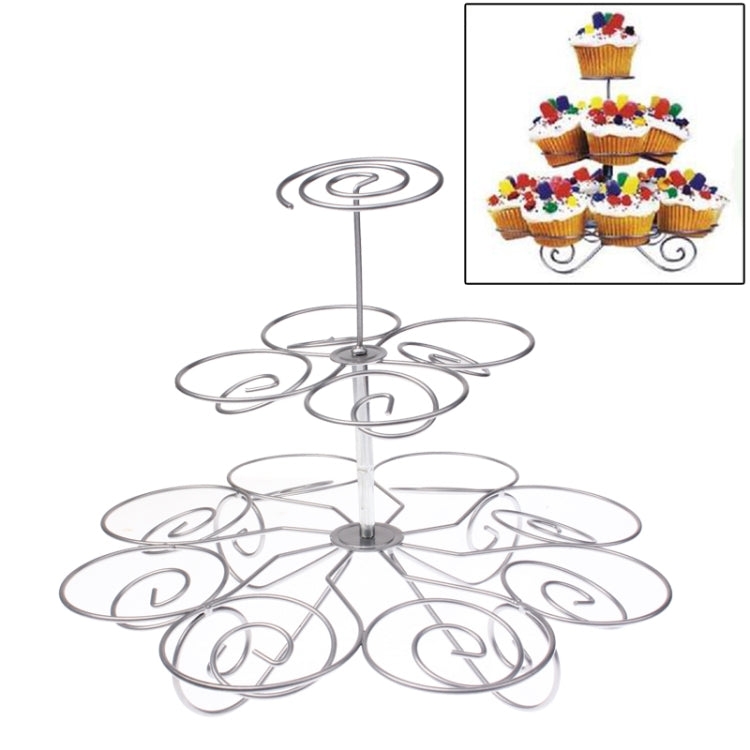 3 Layers Stainless Steel Cup Cake Holder Stands(Silver)