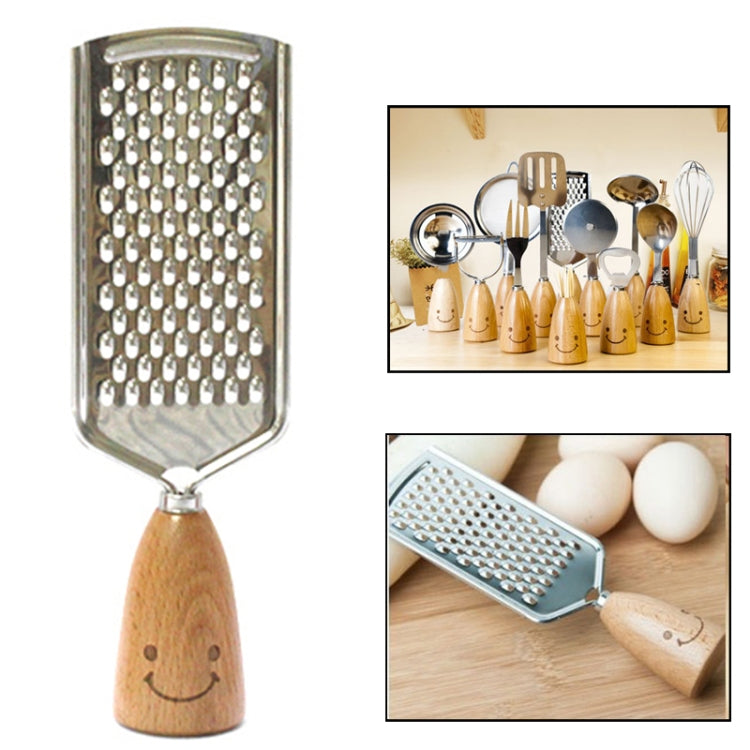 Smiley Wooden Handle Stainless Steel Grater, Length: 18cm