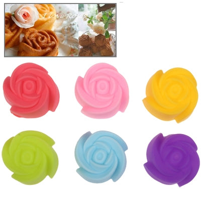 6 pcs Soft Silicone Rose Style Cake Cup Muffin Cases Chocolate Cupcake Liner Baking Cup, Diameter: 3cm