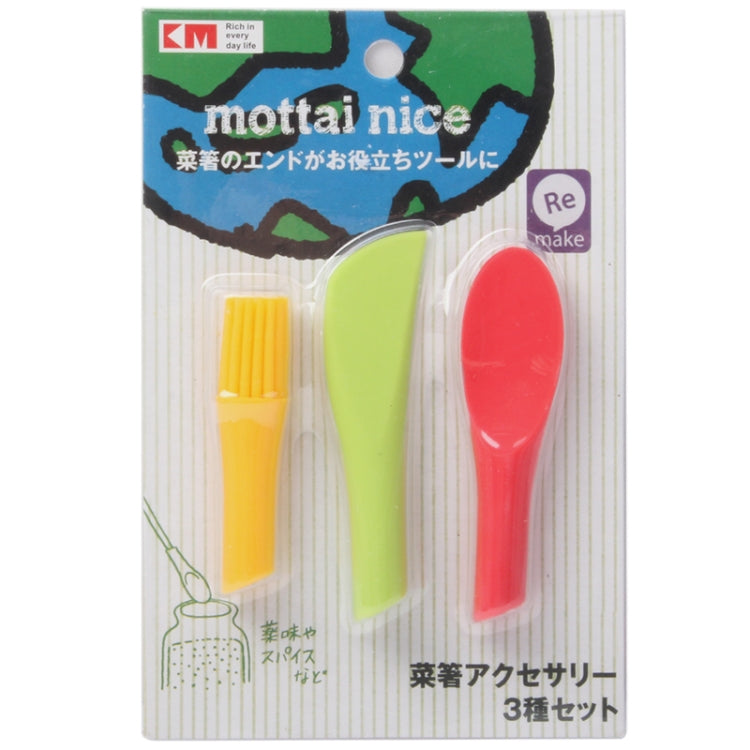 3in 1 Condiment Tool Set Silicone Spoon + Brush + Scraping Knife