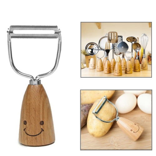 Smiley Wooden Handle Stainless Steel Peeler, Length: 11.7cm