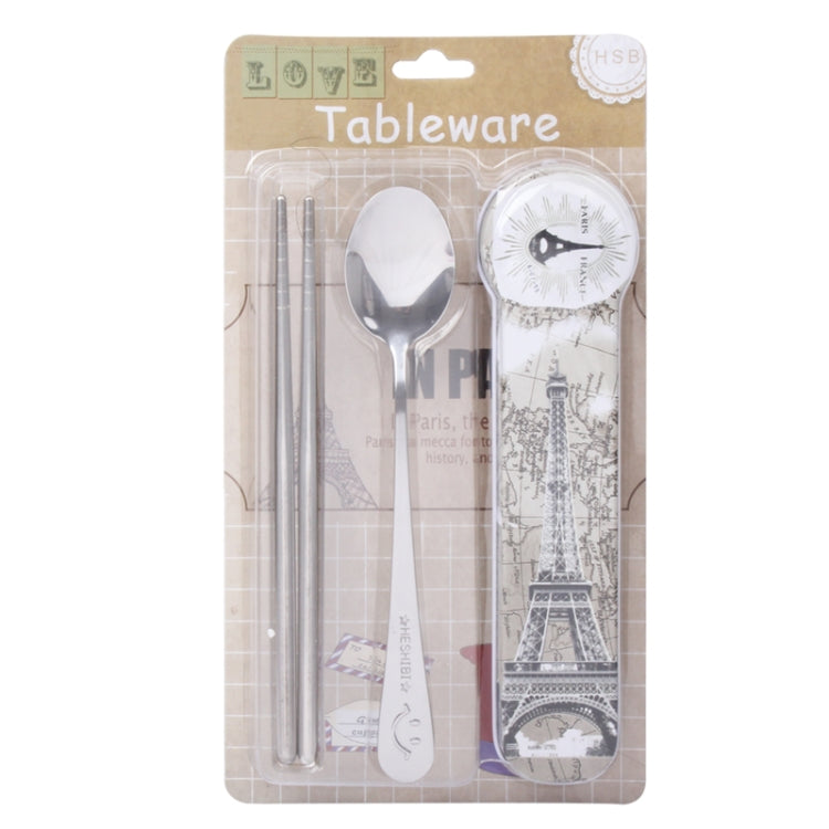 3 in 1 Portable Travel Tableware Set / Chopsticks + Spoon + Storage Case Container