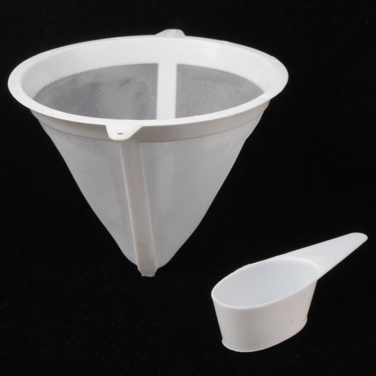 High Temperature Resistance Mesh Coffee Filters Colander & Spoon(White)