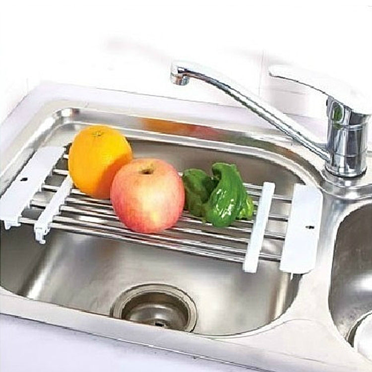 Extendable Stainless Steel Drain Rack Dish Drainer For Kitchen Use(White)