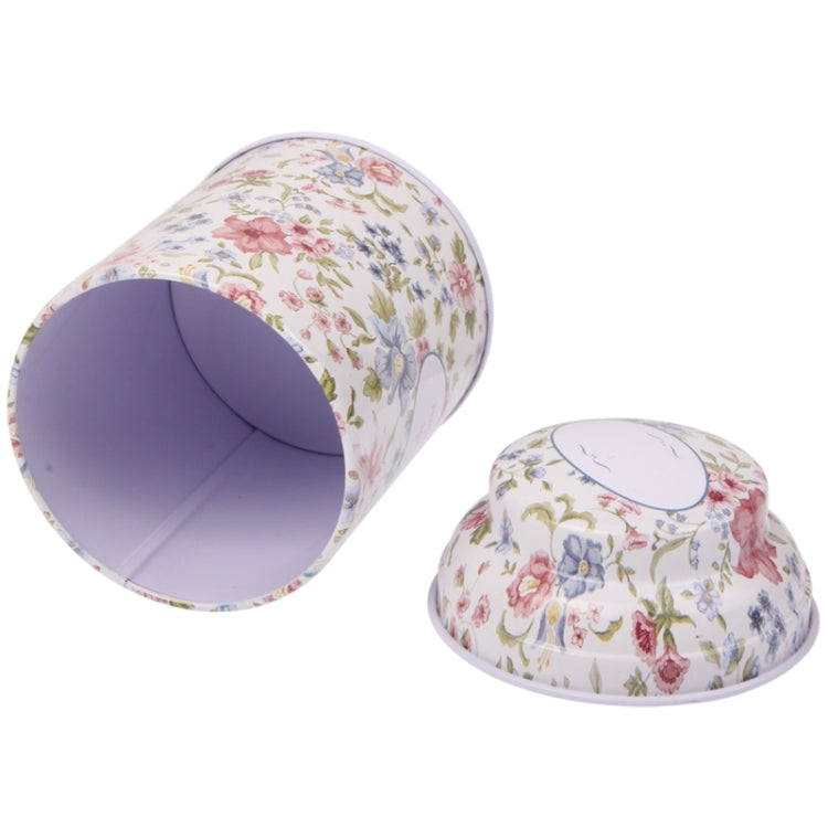 Flower Pattern Sealed Metal Round Tin Cans Tea Caddy