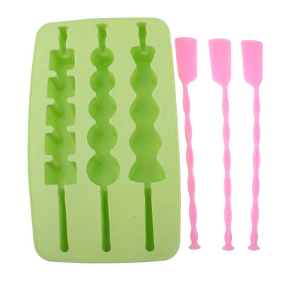 Silicone Ice Cube Tray with Stirrer (Random Color Delivery)