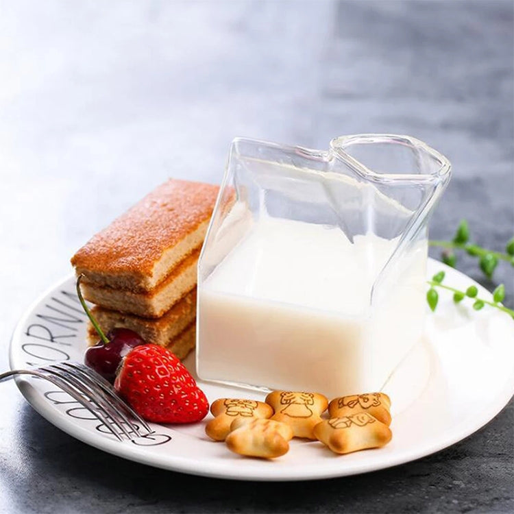 Cute Mini Creamer Milk Carton Glass Container(Transparent)