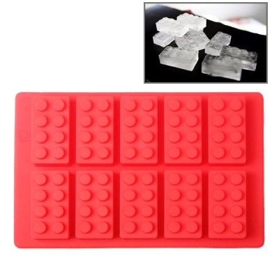 Building Block Shaped Silicon Ice Cube Tray / Ice Mold(Red)