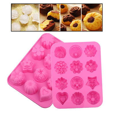 Pudding Design 12-Grid Ice Mold Ice Tray(Magenta)