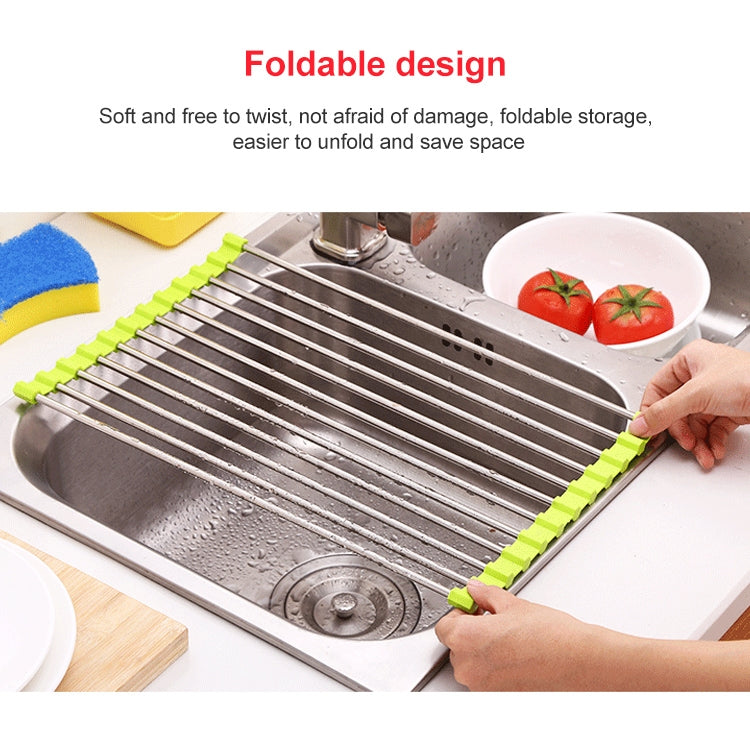 40x24x0.9cm Stainless Steel Folding Drain Rack(Green)