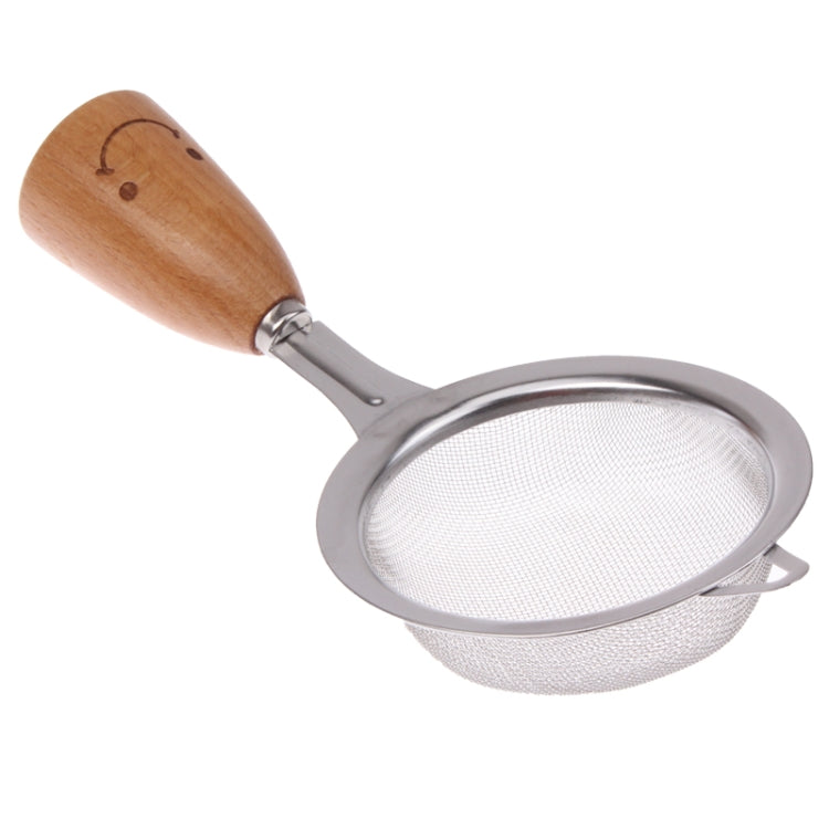 Smiley Wooden Handle Stainless Steel Strainer Colander, Length: 18cm