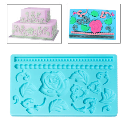 Silicone Fondant Molds and Gum Paste Mold Cake Decoration Mold Tools(Blue)