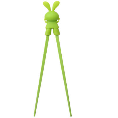 Lovely Rabbit Plastic Chopsticks with Silicone Cap for Children Training Learning