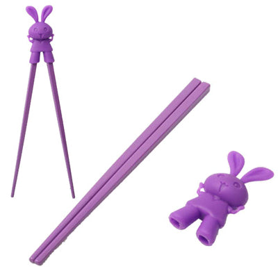 Lovely Rabbit Plastic Chopsticks with Silicone Cap for Children Training Learning