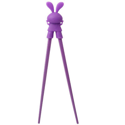 Lovely Rabbit Plastic Chopsticks with Silicone Cap for Children Training Learning