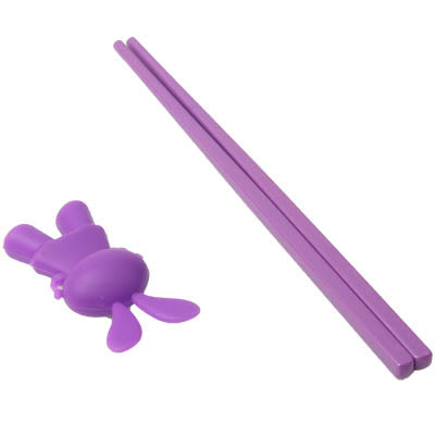 Lovely Rabbit Plastic Chopsticks with Silicone Cap for Children Training Learning