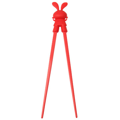 Lovely Rabbit Plastic Chopsticks with Silicone Cap for Children Training Learning