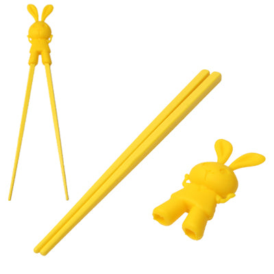Lovely Rabbit Plastic Chopsticks with Silicone Cap for Children Training Learning
