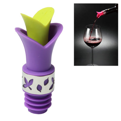 Multi-Functional Elegant Mini Wine Red Wine Dumping Pourer Bottle Stopper Funnel (Green + Purple)