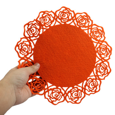 Chinese Cutting Paper Rose Style Round Shaped Insulating Coaster Cup Mat
